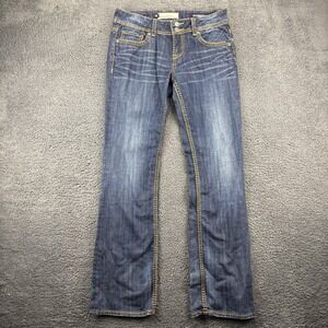 Vigoss Jeans Women 9 (30x31) Lowrise‎ Bootcut Embroidered Blue Denim